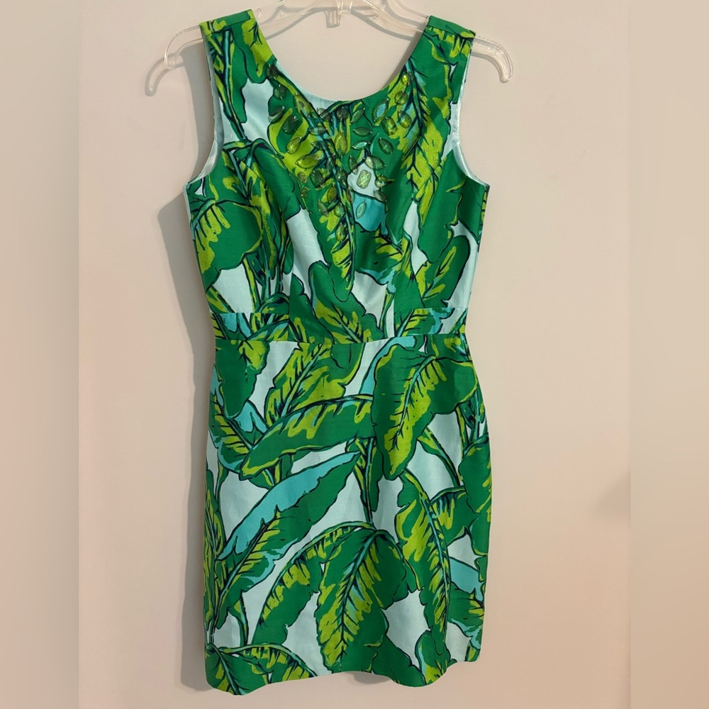 Vineyard Vines Banana Leaf Print Dress with Crystals